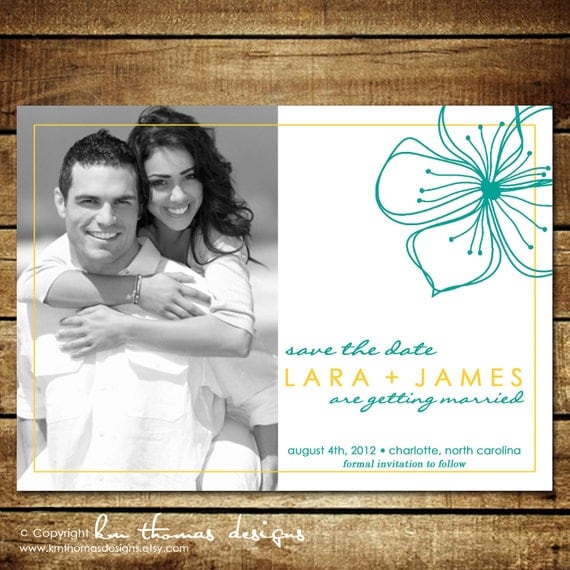 SINGLE FLOWER...Custom Save the Date Announcement...by KM Thomas Designs Il_570xn