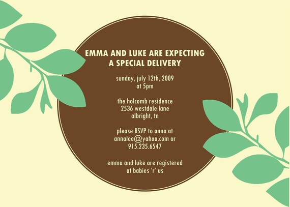 BEAUTIFUL BRANCHES...Custom Baby or Bridal Shower Invitation...by KM Thomas Designs Il_570xn
