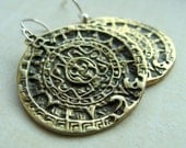 Calendar 2012 Earrings - Mayan jewelry disk of Sun