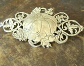 Pumpkin sterling silver brooch - halloween autumn thanksgiving jewerly