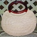 SALE 60s Ivory STRAW PURSE cool shape plastic handles summer fashion
