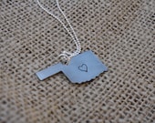 Oklahoma - Stamped Silver Charm on a Sterling Silver Chain