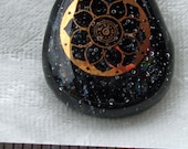 Black and Gold Fused Glass Teardrop Pendant