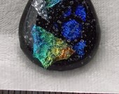 Multicolored Dichroic Fused Glass Teardrop Pendant