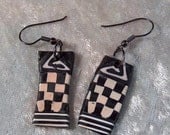 Earrings Black White Dangle Earrings French Hook Polymer Clay Earrings
