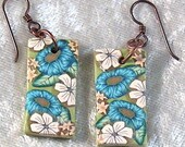 Beaded Earrings - Dangle Earrings  - Flower Earrings - Milefiori Earrings - Polymer Clay Earrings