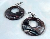 Black, Red and White Round Donut Dangle Earrings
