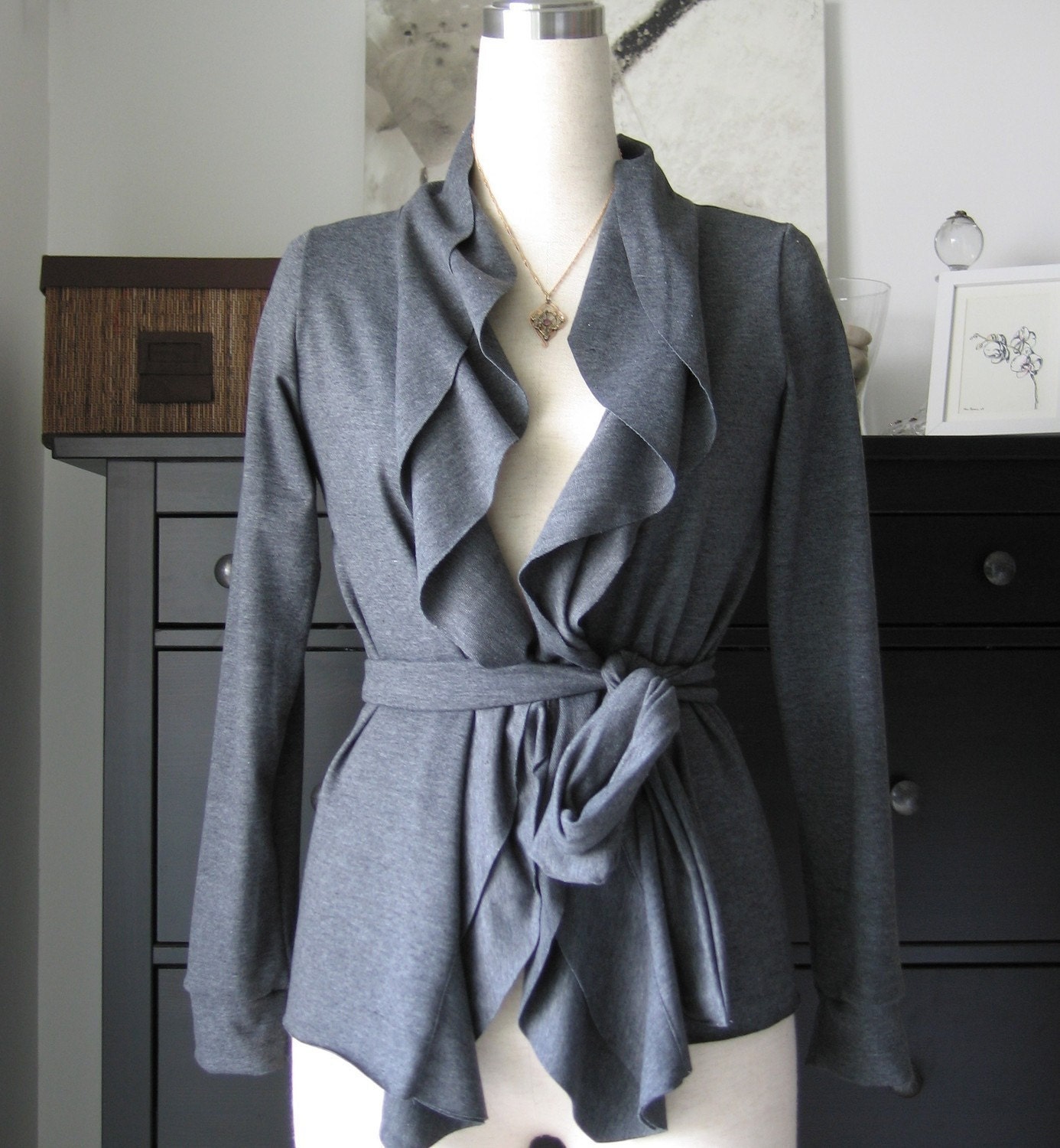 Wrap Sweatshirt, Open Cardigan, Womens Blouse ,Outerwear
