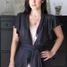 Romantic Wrap Top, Black Open Blouse / Cardigan, Womens Sweater