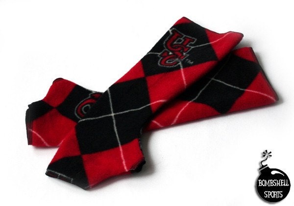 handmade fingerless gloves argyle armwarmers made from University of South Carolina fleece - bombshellsports