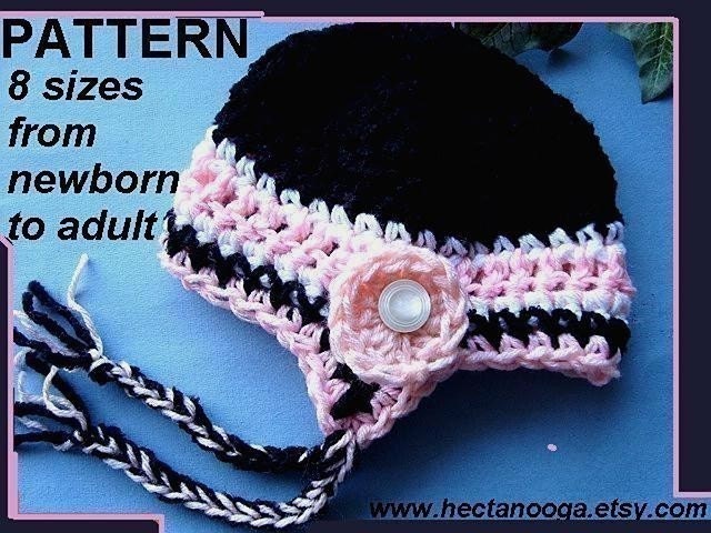 PDF Crochet Pattern Earflap HATnum 228   Sizes Newborn to Adult...... sell your finished items, instant digital download