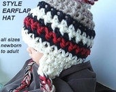 Crochet Pattern ear flap hat num 340.. NORDIC STYLE Earflap Hat..... All sizes: NEWBORN to Adult.... permission to sell your finished items.