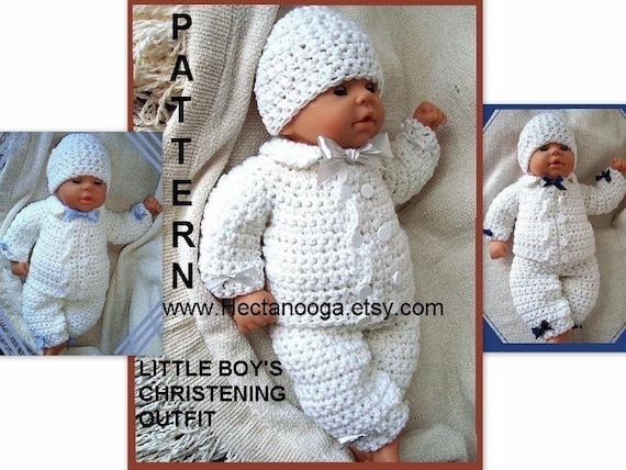 CROCHET PATTERN boy baby num 226, Double Breasted Boys Christening Outfit  newborn, 3 to 6 months, and 6 to 12 months. Pants, jacket and hat