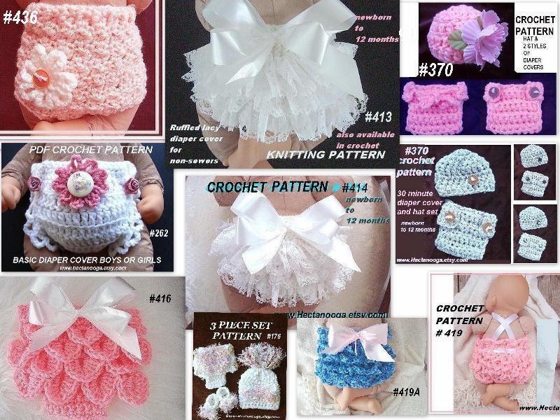 CROCHET supplies PATTERNs Diaper Cover , 416, Crocodile Stitch, tushie cover, nappy cover... newborn to 12 months