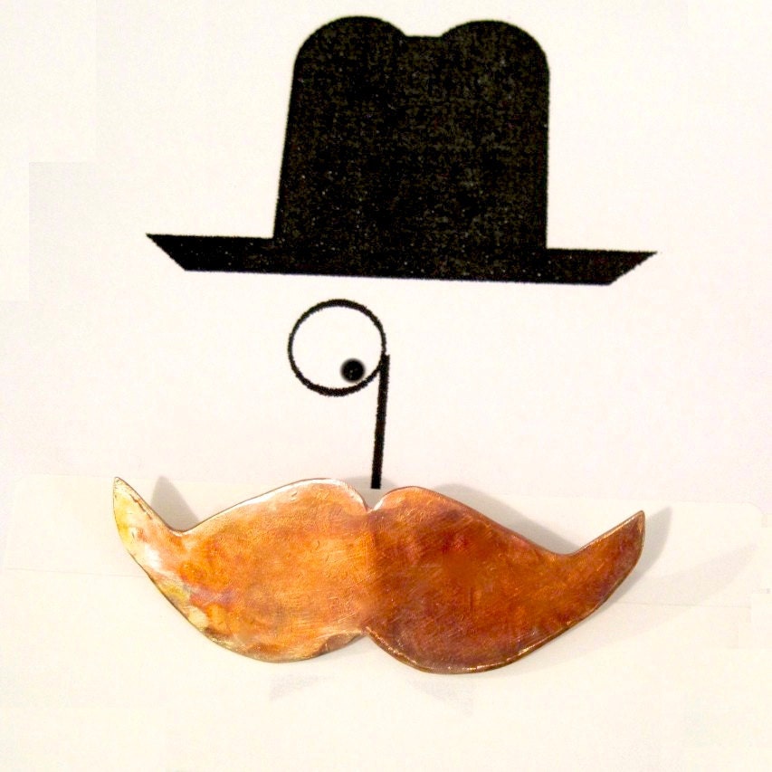Mustache Man Brooch Copper Metalwork Pin Fun Fashion Jewelry