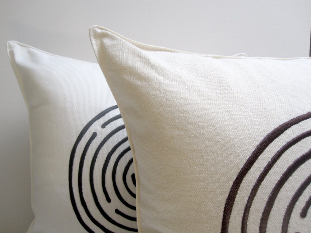 embroidered maze pillow cover