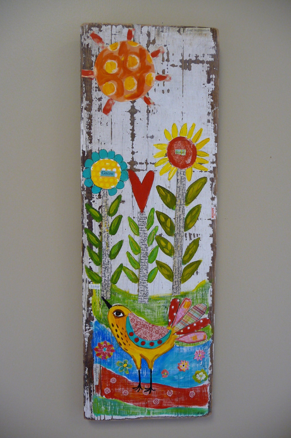 Special Listing for Micky Original Mixed Media Repurposed Wood