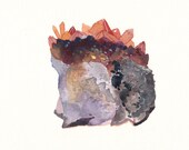 Citrine Mineral Specimen - Original watercolor painting