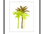 Palm Tree Medley - 8x10 Tropical Silhouette Print - Palm Trees - Choose Your Colors - Shown in Olive Green, Lime, and Brown