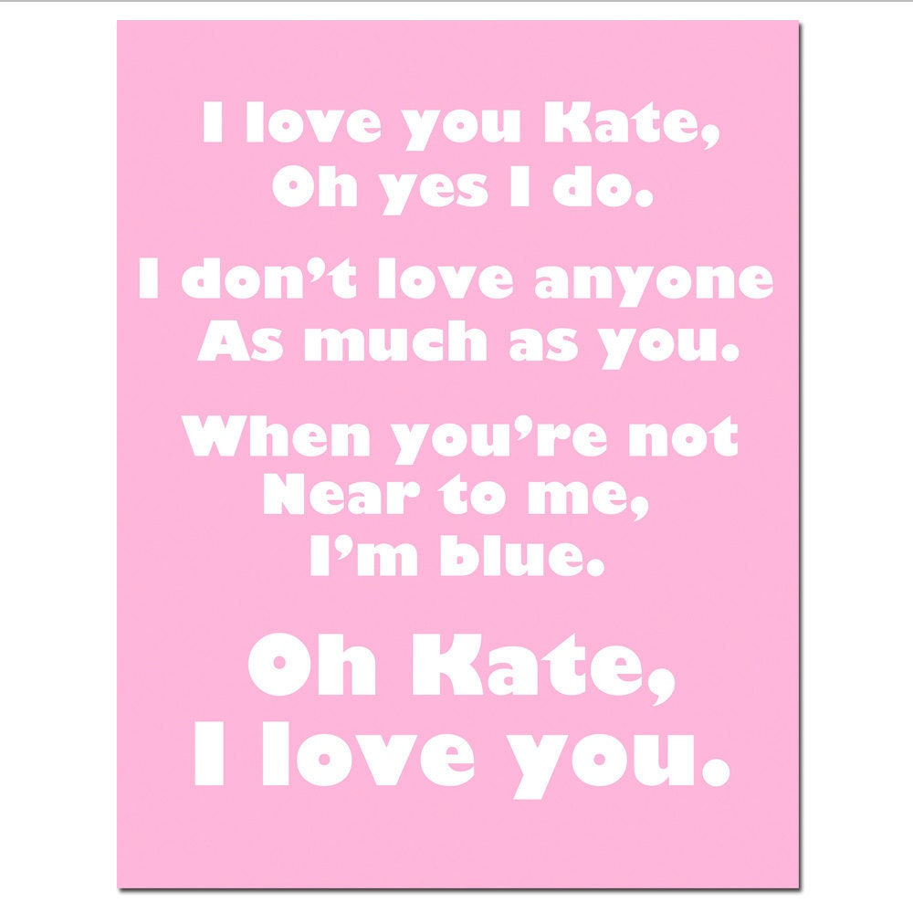 I Love You Poem - 11x14 Personalized Custom Print - Modern Nursery - Kids Wall Art - Choose Your Colors - Shown in PInk, Yellow, and More
