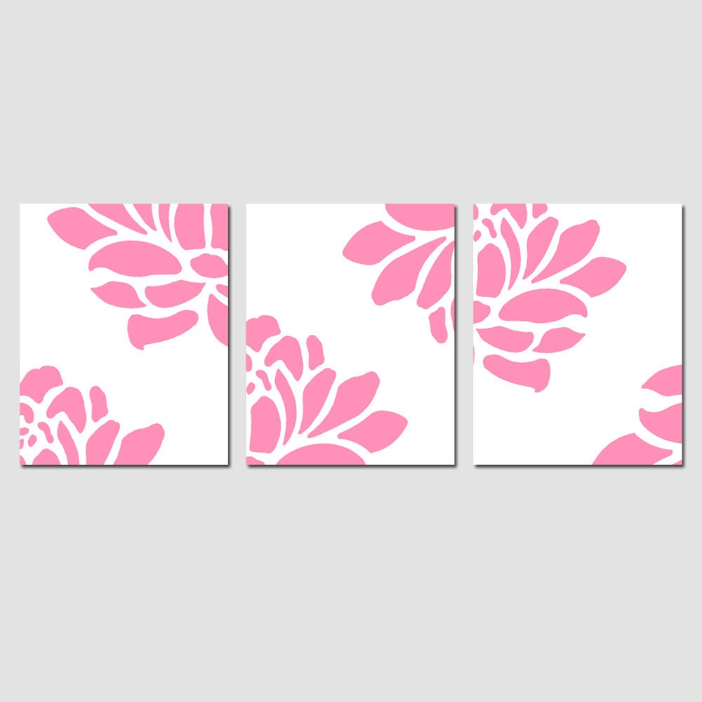 Modern Floral Trio - Set of Three Large Scale Floral 8x10 Prints - Choose Your Colors - Shown in Yellow, Aqua, Green, Pink, and More