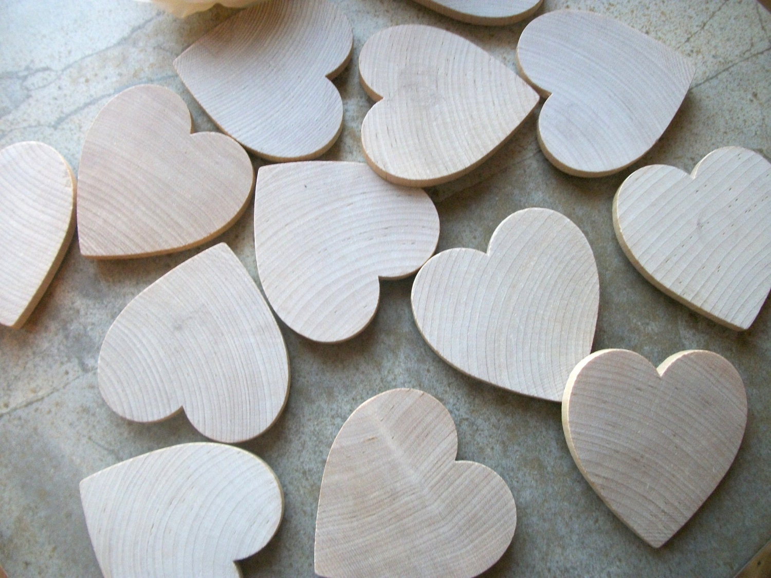 12 Wooden Heart Magnets -  Maple Wood  2 5/8 inch - for Weddings, Showers, Save The Date Magnets or Place Card Holders