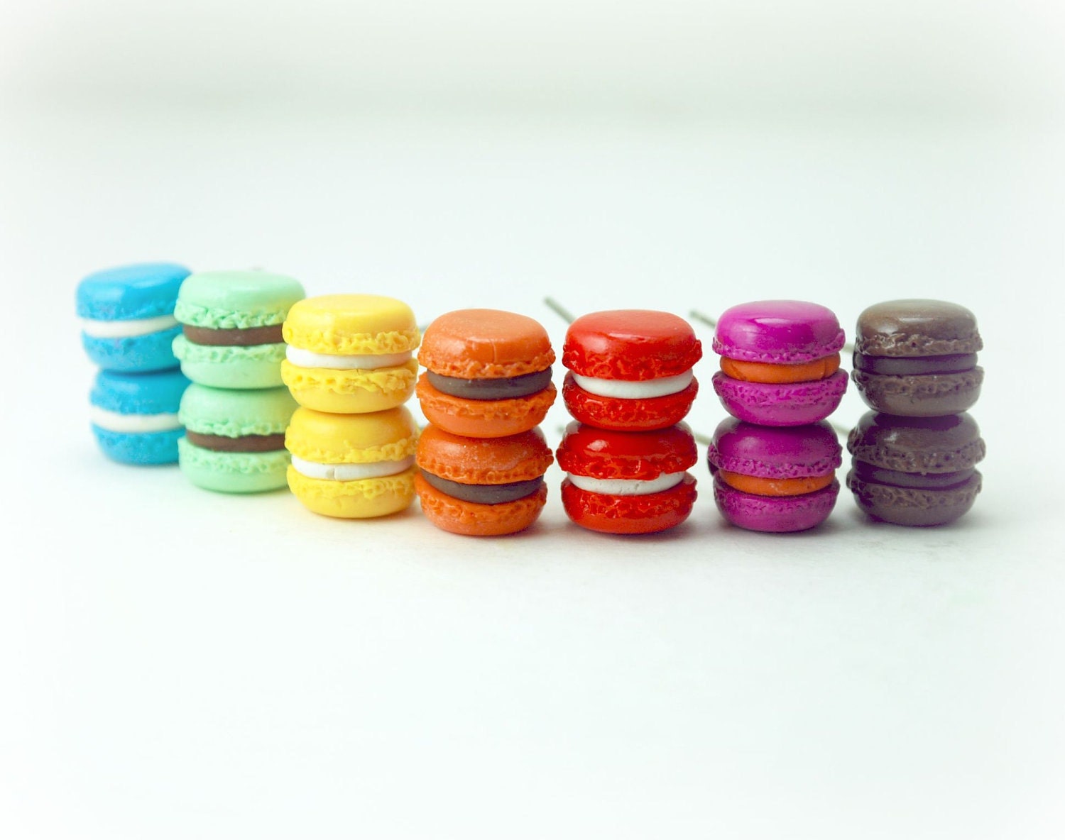3D French Macaroon Polymer Clay Earring Studs. Handmade Miniature Polymer Clay. Food Jewelry. Tiny Dainty Everyday Funky Jewelry.