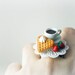 Love Waffle and Hot Cocoa Ring. Food Jewelry. Handmade Miniature Food Scene Jewelry in Polymer Clay.