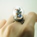 One of a Kind Elephant Ring in Pyrex Glass Dome. Handmade Miniature Polymer Clay Jewelry. Dainty Animal Diorama. Glass Dome Ring.