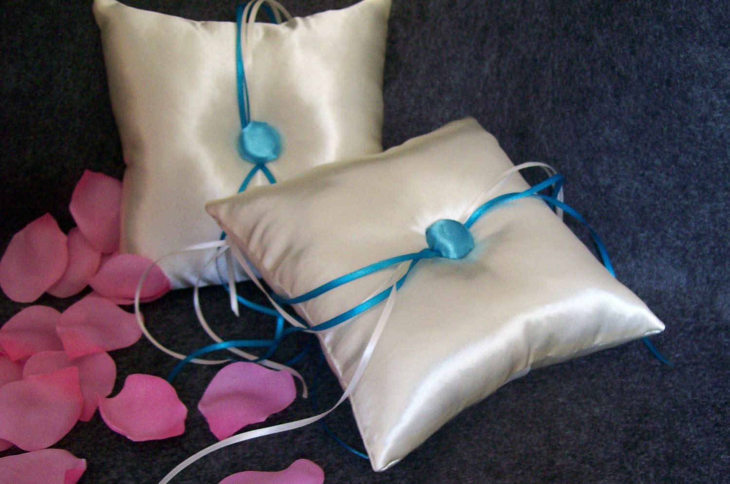 Set of 2 Custom Color Accent Ring Bearer Pillows