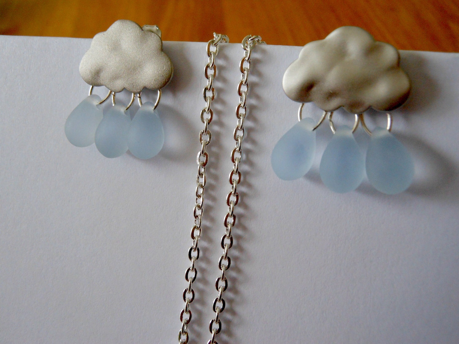 Raindrop Silver Rainy Day Silver Blue Cloud Earrings