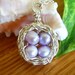 Birds Nest Necklace - Wire Wrapped - Sterling Silver - Purple Lavender Freshwater Pearl Eggs - Four Eggs