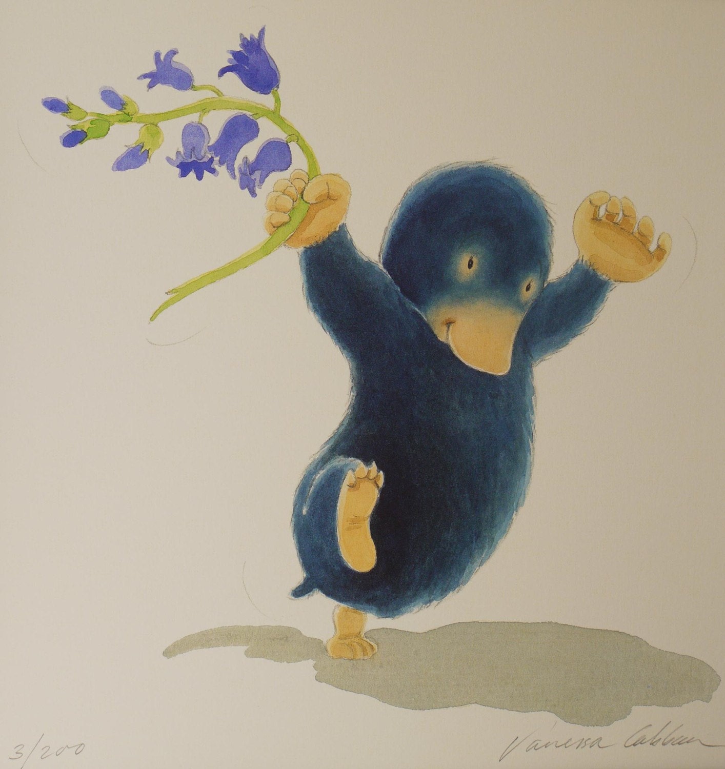 Limited edition laser print, titled 'Mole Running'