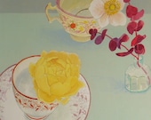 limited edition laser print, titled 'Yellow Rose and Greys'