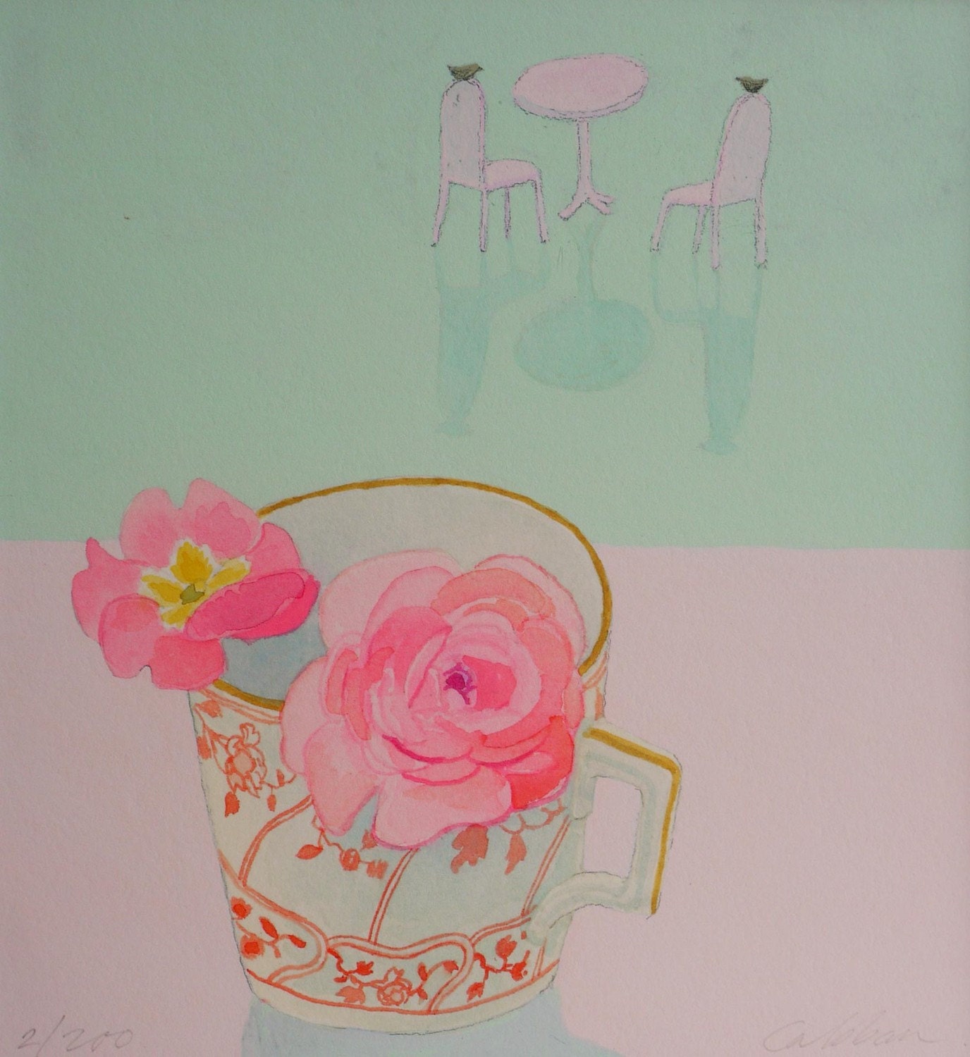 Limited edition Giclee print, titled 'Two Birds in the Garden'