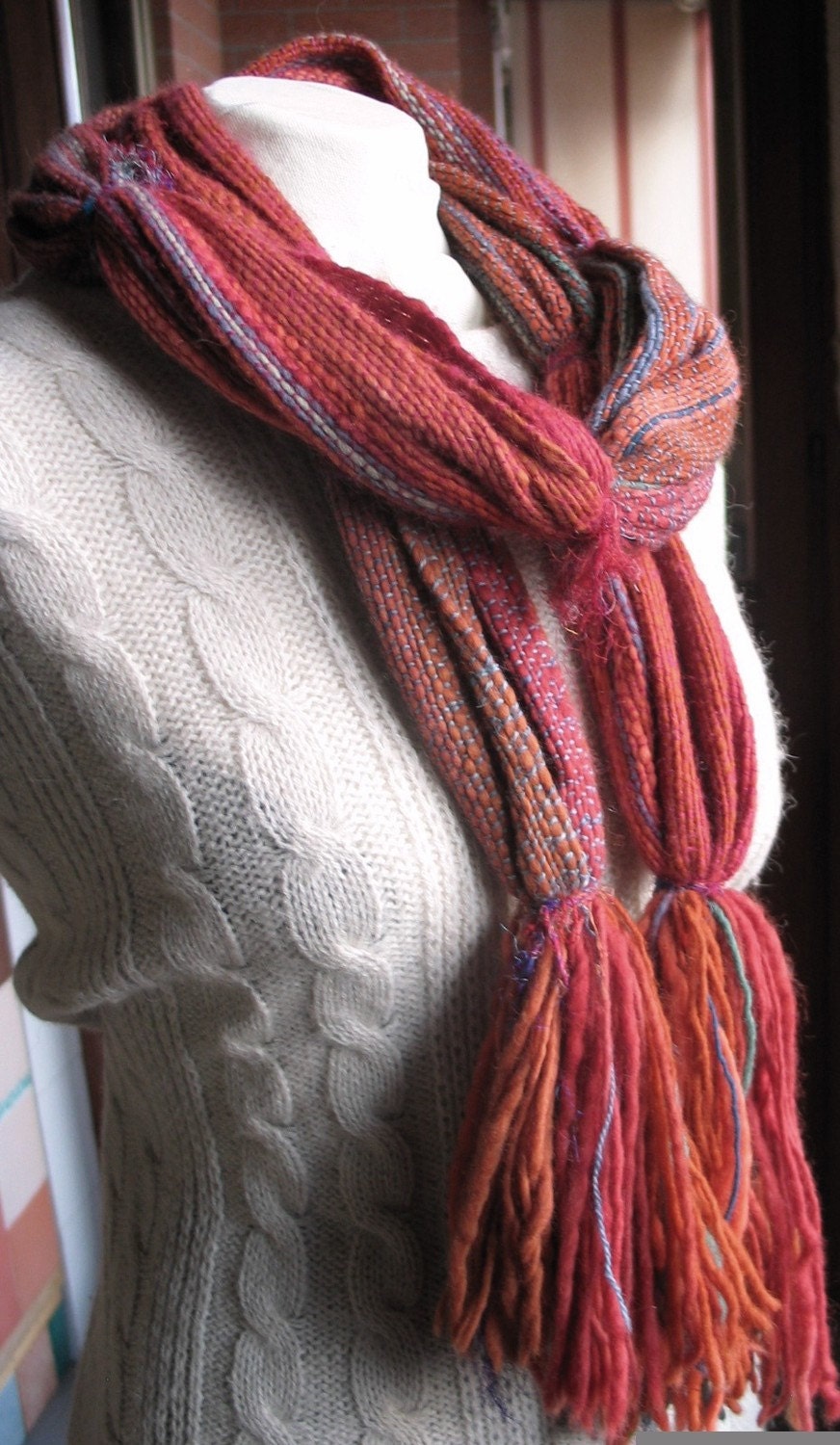handwoven scarf - natural colors -