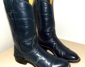 Dark Blue Leather Roper style cowboy boots Wildflower by Nocona in a cowgirl size 5.5 A