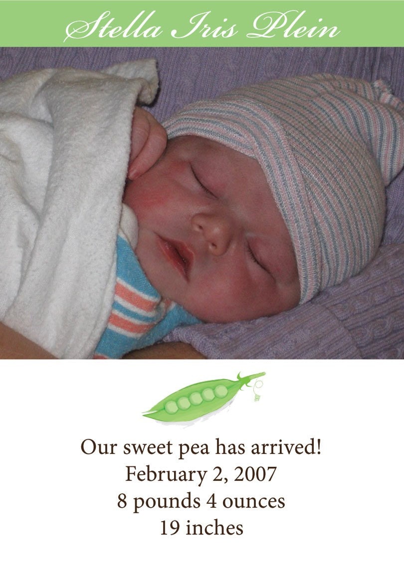 Sweet Pea Birth Announcement