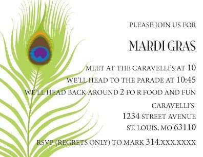Peacock Feather Printed Invitation