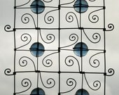Rectangular Wire Sculpture In Blue / Geometric Wire Figure