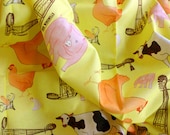 Fat Quarter Fabric, Original Design, Cotton Spoonflower - Down on the Farm (yellow colorway)