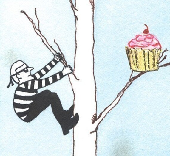 11 x 17 Illustration Print - Burglars and Cupcakes