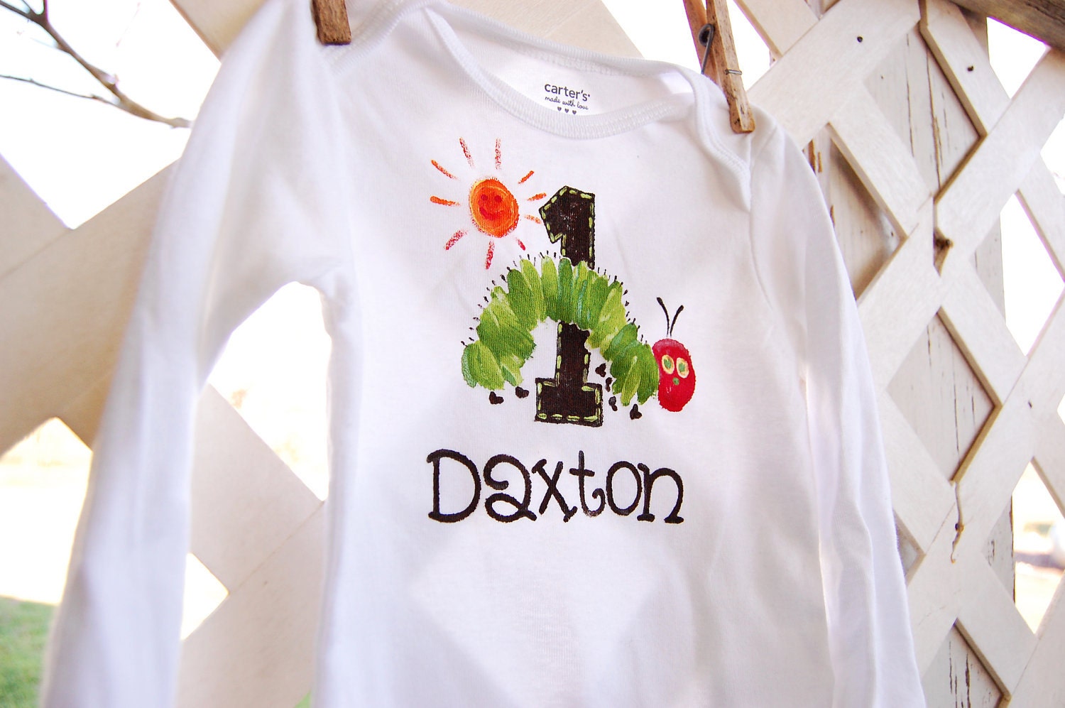 personalized birthday onesie or toddler shirt for boy or girl, short sleeved, monkey, duck, caterpillar, or design of your choice