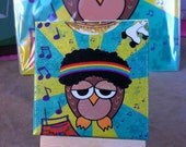 Disco Abe. 3x3 mini canvas with easel.