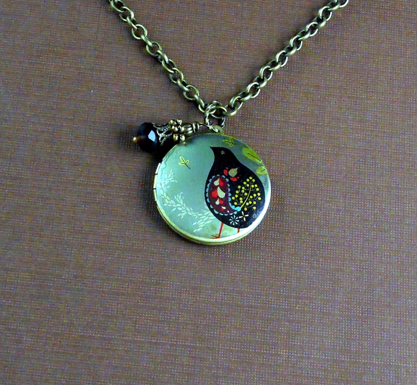 Sale Colorful Partridge Botanical Locket Necklace