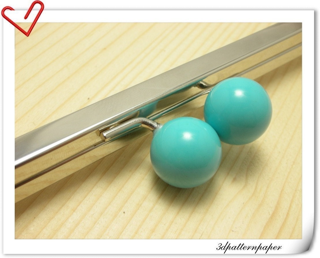 8 inch x 3 inch Blue bobble Nickel purse frame (without loops) purse making supplies Y1K