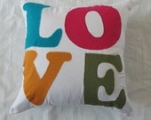 off white love floor pillow  22 inch cushion cover custom made