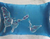 teal blue butterfly oblong boudoir pillow 12X18 inch pillow cover