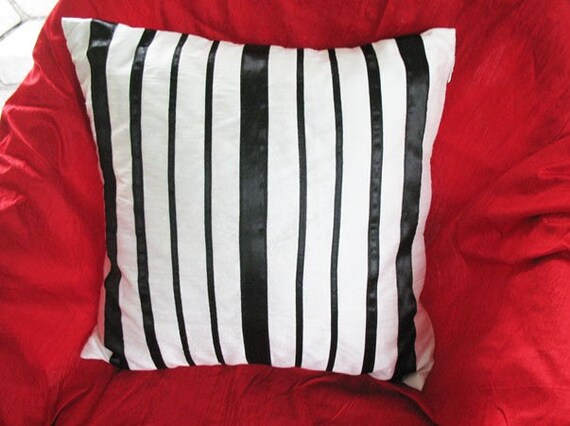 white black silk striped decorative throw pillow cover 6 inch