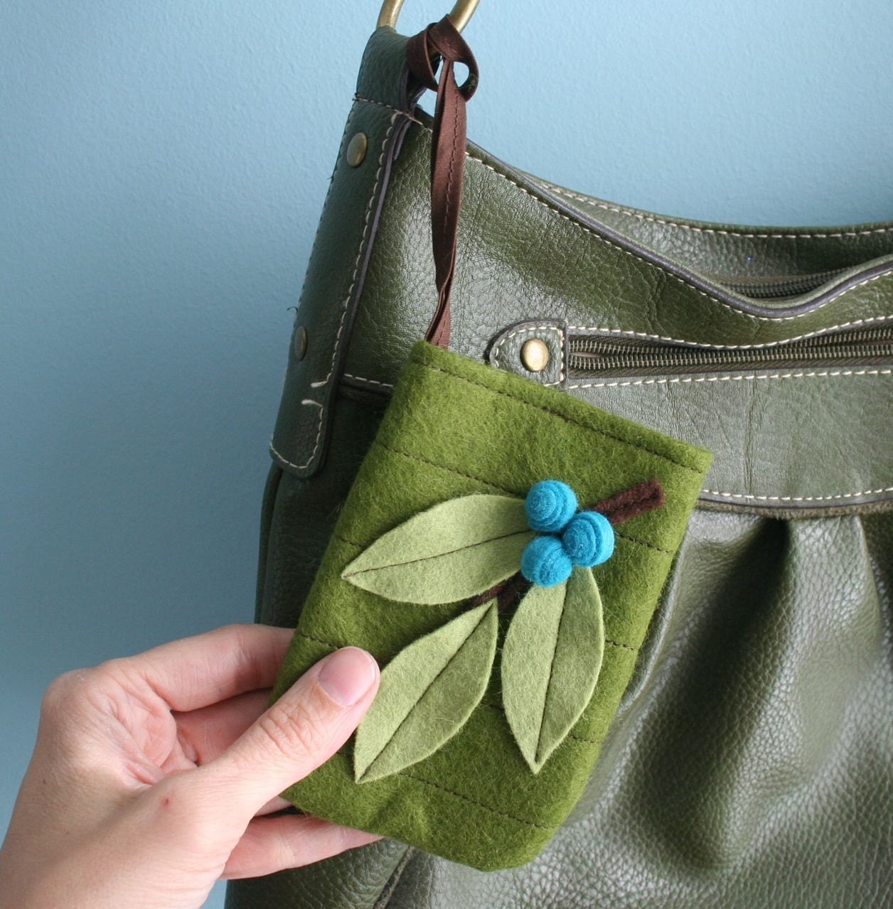 Felt Gadget Cozy PDF pattern with four applique designs